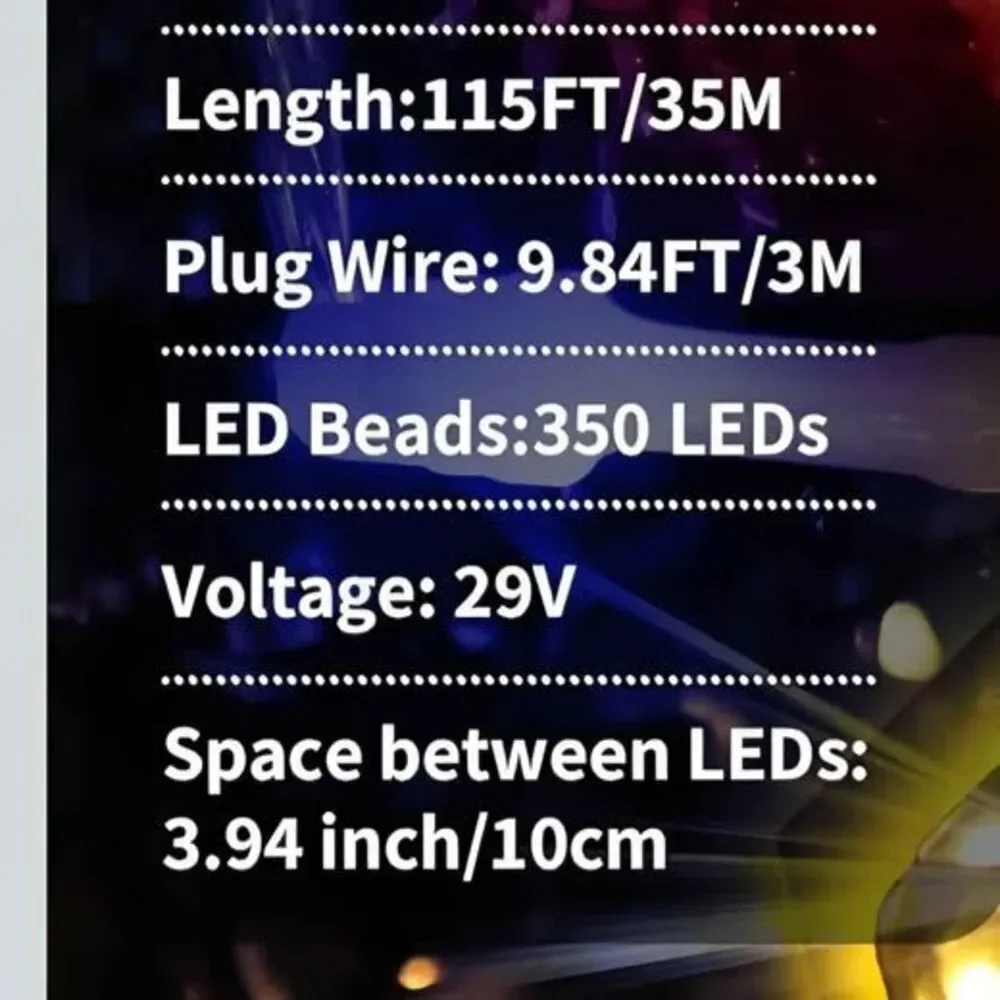 115 ft 350 LED fairy lights, 8 modes & timer